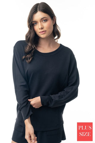 Anya Scoopneck Boxy Pullover in Scuba Solids-2- Long Sleeve Tops-WHITE BIRCH-Styled by Stacked - A Plus Size Women's Boutique in Lakeville, MN