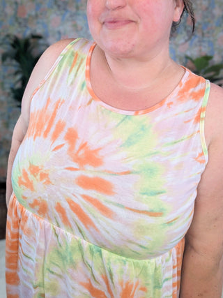 Tabitha Scoopneck Babydoll Tank in Summer Slushie-1- ShortSlv/Slvless Tops-sweet lovely by jen-Styled by Stacked - A Plus Size Women's Boutique in Lakeville, MN