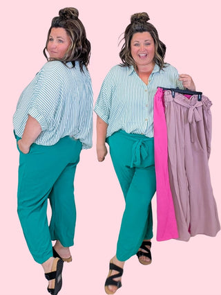 10- Bottoms Non-Denim Tabitha Tie Waist Crop Pants (3 Colors) plus size clothing