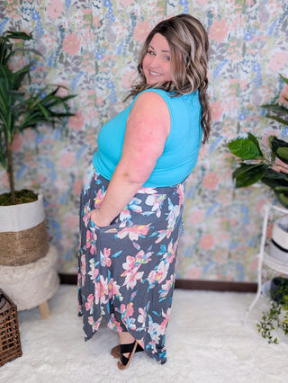 Talaya Scoopbottom Maxi Skirt in Florals (4 Colors)-10- Bottoms Non-Denim-sweet lovely by jen-Styled by Stacked - A Plus Size Women's Boutique in Lakeville, MN