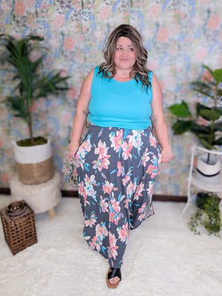 Talaya Scoopbottom Maxi Skirt in Florals (4 Colors)-10- Bottoms Non-Denim-sweet lovely by jen-Styled by Stacked - A Plus Size Women's Boutique in Lakeville, MN