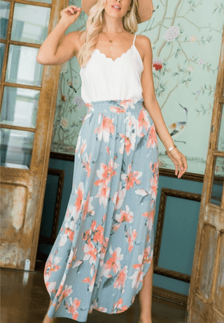Talaya Scoopbottom Maxi Skirt in Florals (4 Colors)-10- Bottoms Non-Denim-sweet lovely by jen-Styled by Stacked - A Plus Size Women's Boutique in Lakeville, MN