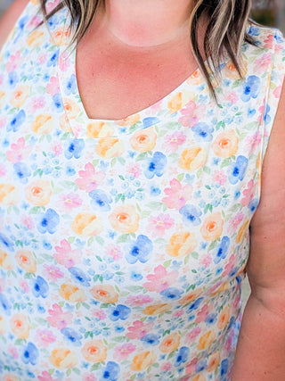 Talia Luxe Vneck Tank in Florals plus size clothing