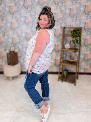 Talia Luxe Vneck Tank in Florals plus size clothing