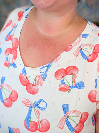 Talia Luxe Vneck Tank in Patriotic Cherry plus size clothing