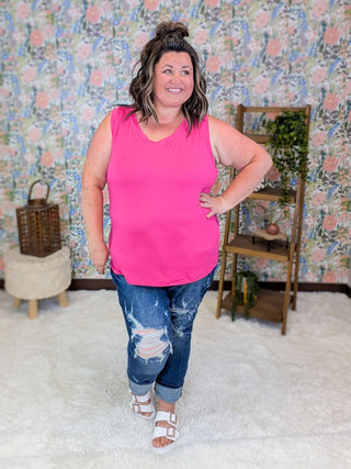 Talia Luxe Vneck Tank in Solids (5 Colors) plus size clothing