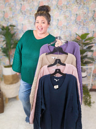 Talina Balloon Sleeve Textured Sweater in Solids (5 colors)-2- Long Sleeve Tops-MICHELLE MAE-Styled by Stacked - A Plus Size Women's Boutique in Lakeville, MN