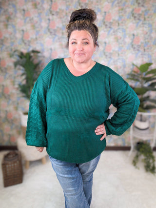 Talina Balloon Sleeve Textured Sweater in Solids (5 colors)-2- Long Sleeve Tops-MICHELLE MAE-Styled by Stacked - A Plus Size Women's Boutique in Lakeville, MN