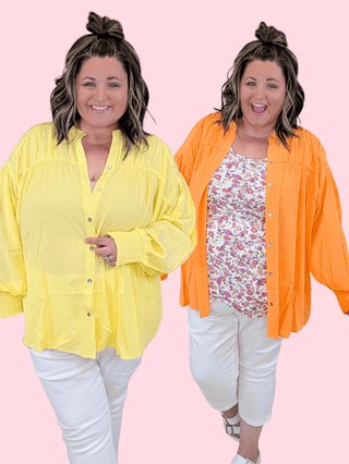 2- Long Sleeve Tops Tansy Airy Summer Button Down Top (2 Colors) plus size clothing