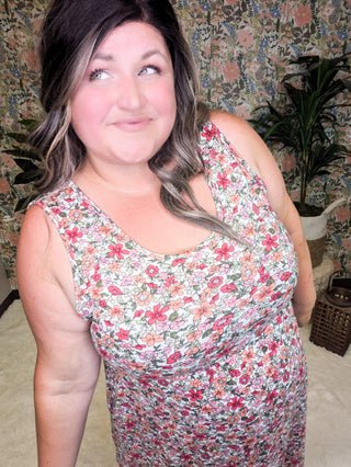 Tara Scoopneck Tank Dress in Ivory Garden-11- Dress/Romp/Jump-Michelle Mae-Styled by Stacked - A Plus Size Women's Boutique in Lakeville, MN