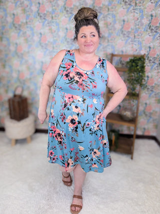 11- Dress/Romp/Jump Tara Scoopneck Tank Dress in Perfect Florals (3 COLORS) plus size clothing