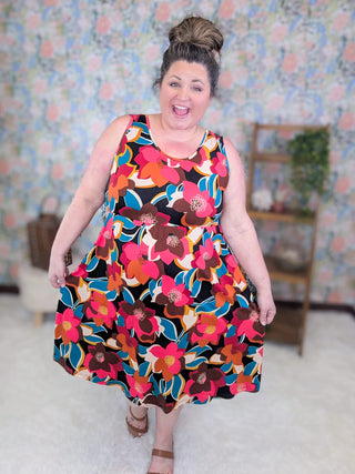 11- Dress/Romp/Jump Tara Scoopneck Tank Dress in Perfect Florals (3 COLORS) plus size clothing
