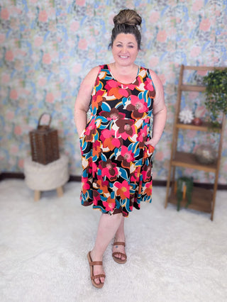 11- Dress/Romp/Jump Tara Scoopneck Tank Dress in Perfect Florals (3 COLORS) plus size clothing