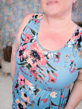 11- Dress/Romp/Jump Tara Scoopneck Tank Dress in Perfect Florals (3 COLORS) plus size clothing