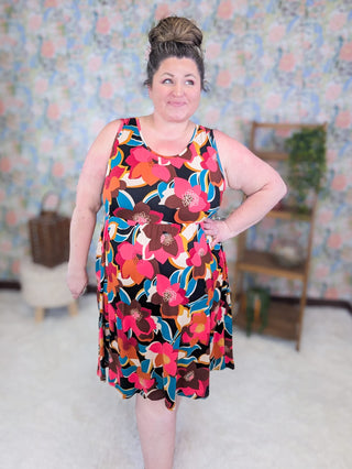11- Dress/Romp/Jump Tara Scoopneck Tank Dress in Perfect Florals (3 COLORS) plus size clothing