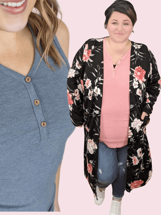 SALE- BUTTON FRONT HENLEY TANK (Solid Colors!)-7- Year Round Basic Tops-Michelle Mae-Styled by Stacked - A Plus Size Women's Boutique in Lakeville, MN
