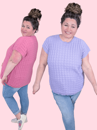 1- ShortSlv/Slvless Tops Tasha Short Sleeve Textured Spring Sweater plus size clothing