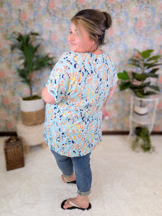 Tati Kimono Cut Short Sleeve Babydoll Top in Animal Prints-1- ShortSlv/Slvless Tops-BE STAGE-Styled by Stacked - A Plus Size Women's Boutique in Lakeville, MN