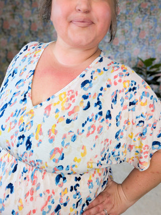 Tati Kimono Cut Short Sleeve Babydoll Top in Animal Prints-1- ShortSlv/Slvless Tops-BE STAGE-Styled by Stacked - A Plus Size Women's Boutique in Lakeville, MN