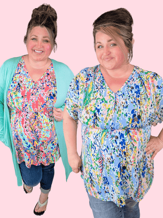 Tatiana Botanical Print Kimono Cut Top (2 Colors)-1- ShortSlv/Slvless Tops-BE STAGE-Styled by Stacked - A Plus Size Women's Boutique in Lakeville, MN