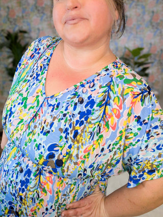 Tatiana Botanical Print Kimono Cut Top (2 Colors)-1- ShortSlv/Slvless Tops-BE STAGE-Styled by Stacked - A Plus Size Women's Boutique in Lakeville, MN