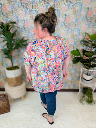 Tatiana Botanical Print Kimono Cut Top (2 Colors)-1- ShortSlv/Slvless Tops-BE STAGE-Styled by Stacked - A Plus Size Women's Boutique in Lakeville, MN