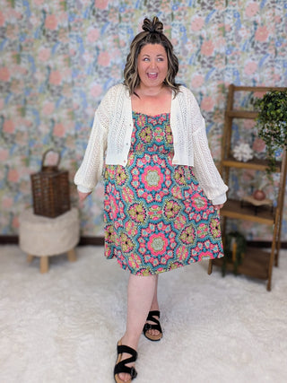 11- Dress/Romp/Jump Tilly Granny Square Print Smocked Dress plus size clothing