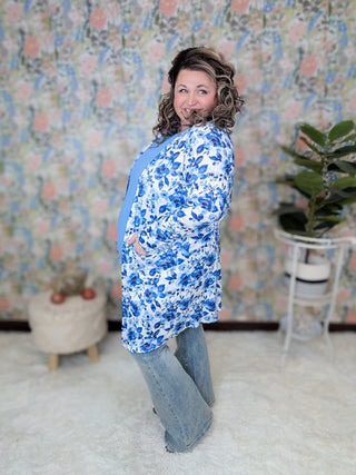 Tinley Cardigan in Sapphire Stems-4- Overlayer Tops-MICHELLE MAE-Styled by Stacked - A Plus Size Women's Boutique in Lakeville, MN