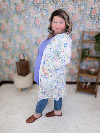 Tinley Tissue Weight Cardigan in Cottage Wildflower-2- Long Sleeve Tops-MICHELLE MAE-Styled by Stacked - A Plus Size Women's Boutique in Lakeville, MN