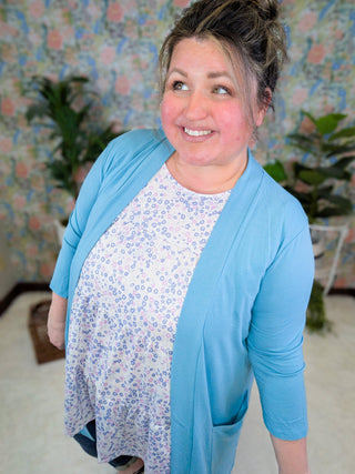 Tissue Weight Cardigan 3.0- 3/4 Sleeve + Pockets-4- Overlayer Tops-ZENANA-Styled by Stacked - A Plus Size Women's Boutique in Lakeville, MN