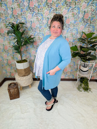 Tissue Weight Cardigan 3.0- 3/4 Sleeve + Pockets-4- Overlayer Tops-ZENANA-Styled by Stacked - A Plus Size Women's Boutique in Lakeville, MN