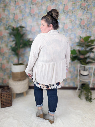 Toni Babydoll Buttondown Shirket in Brushed Waffle Knit-4- Overlayer Tops-HEIMISH-Styled by Stacked - A Plus Size Women's Boutique in Lakeville, MN
