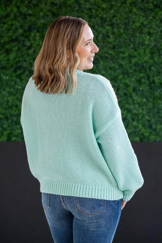Tracey 3D Floral Cardigan in Seafoam Mint w/Cream Floral-4- Overlayer Tops-MICHELLE MAE-Styled by Stacked - A Plus Size Women's Boutique in Lakeville, MN