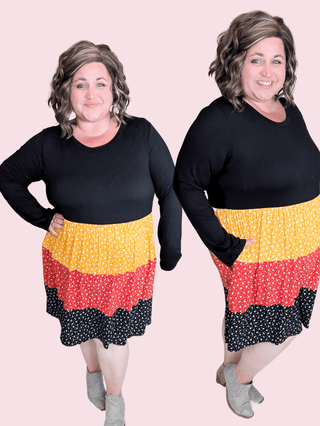 Trisha Tiered Babydoll Dress in Colorblock Florals-11- Dress/Romp/Jump-HAPTICS-Styled by Stacked - A Plus Size Women's Boutique in Lakeville, MN