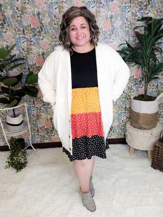 Trisha Tiered Babydoll Dress in Colorblock Florals-11- Dress/Romp/Jump-HAPTICS-Styled by Stacked - A Plus Size Women's Boutique in Lakeville, MN
