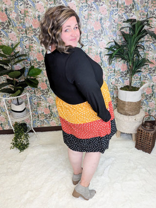 Trisha Tiered Babydoll Dress in Colorblock Florals-11- Dress/Romp/Jump-HAPTICS-Styled by Stacked - A Plus Size Women's Boutique in Lakeville, MN