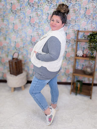 2- Long Sleeve Tops Tristan Striped Long Sleeve Henley w/Snaps (3 Colors) plus size clothing
