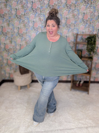 Tristan Striped Long Sleeve Henley w/Snaps-2- Long Sleeve Tops-MICHELLE MAE-Styled by Stacked - A Plus Size Women's Boutique in Lakeville, MN