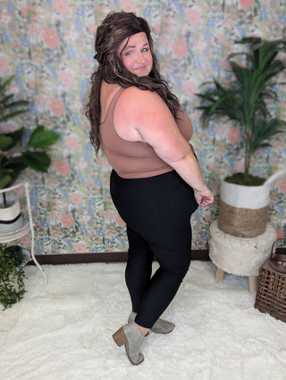 Twila Ribbed Legging Pants w/Booty Lifting Seams-10- Bottoms Non-Denim-WHITE BIRCH-Styled by Stacked - A Plus Size Women's Boutique in Lakeville, MN