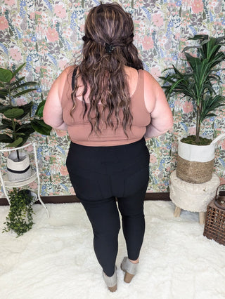Twila Ribbed Legging Pants w/Booty Lifting Seams-10- Bottoms Non-Denim-WHITE BIRCH-Styled by Stacked - A Plus Size Women's Boutique in Lakeville, MN