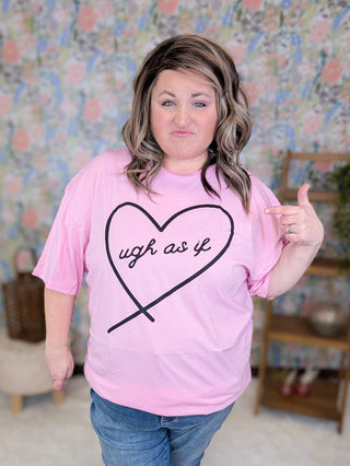 Ugh As If Graphic Tee on Pink-6- Graphic Tops-MICHELLE MAE-Styled by Stacked - A Plus Size Women's Boutique in Lakeville, MN