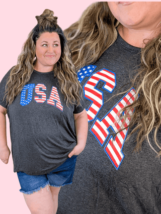 6- Graphic Tops USA Comfy Tee in Charcoal plus size clothing