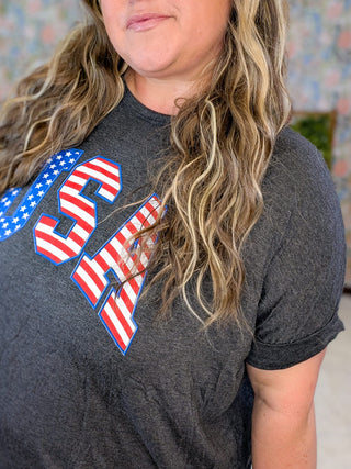 6- Graphic Tops USA Comfy Tee in Charcoal plus size clothing