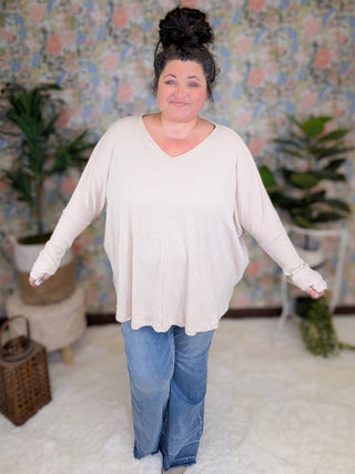 Valerie Brushed Ribbed Dolman w/Thumbholes (2 colors)-2- Long Sleeve Tops-BE STAGE-Styled by Stacked - A Plus Size Women's Boutique in Lakeville, MN