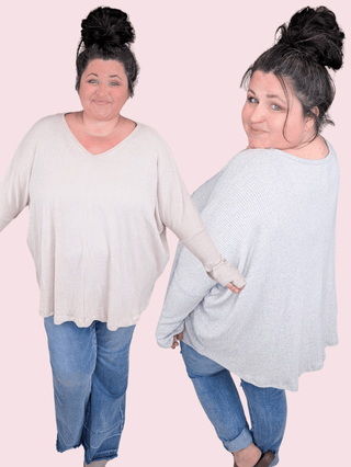 Valerie Brushed Ribbed Dolman w/Thumbholes (2 colors)-2- Long Sleeve Tops-BE STAGE-Styled by Stacked - A Plus Size Women's Boutique in Lakeville, MN
