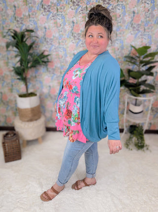 Vida Babydoll Tank in Florals on Bright Pink-1- ShortSlv/Slvless Tops-BE STAGE-Styled by Stacked - A Plus Size Women's Boutique in Lakeville, MN