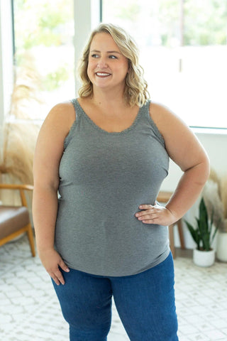 Vivette Lace Trim Ribbed Tank (9 COLORS)-1- ShortSlv/Slvless Tops-Michelle Mae-Styled by Stacked - A Plus Size Women's Boutique in Lakeville, MN