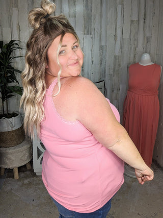 Vivette Lace Trim Ribbed Tank (9 COLORS)-1- ShortSlv/Slvless Tops-Michelle Mae-Styled by Stacked - A Plus Size Women's Boutique in Lakeville, MN