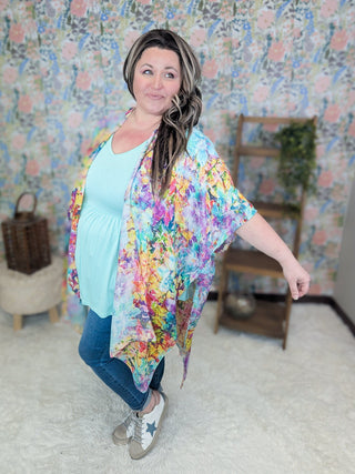Wesley Painted Bright Floral Kimono-4- Overlayer Tops-Urbanista-Styled by Stacked - A Plus Size Women's Boutique in Lakeville, MN