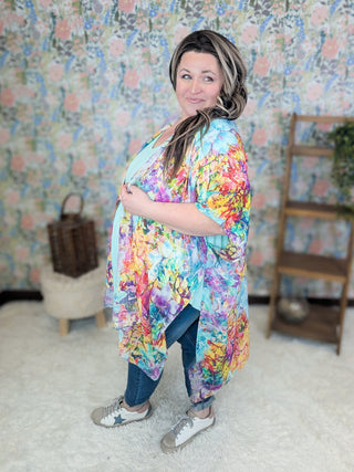 Wesley Painted Bright Floral Kimono-4- Overlayer Tops-Urbanista-Styled by Stacked - A Plus Size Women's Boutique in Lakeville, MN